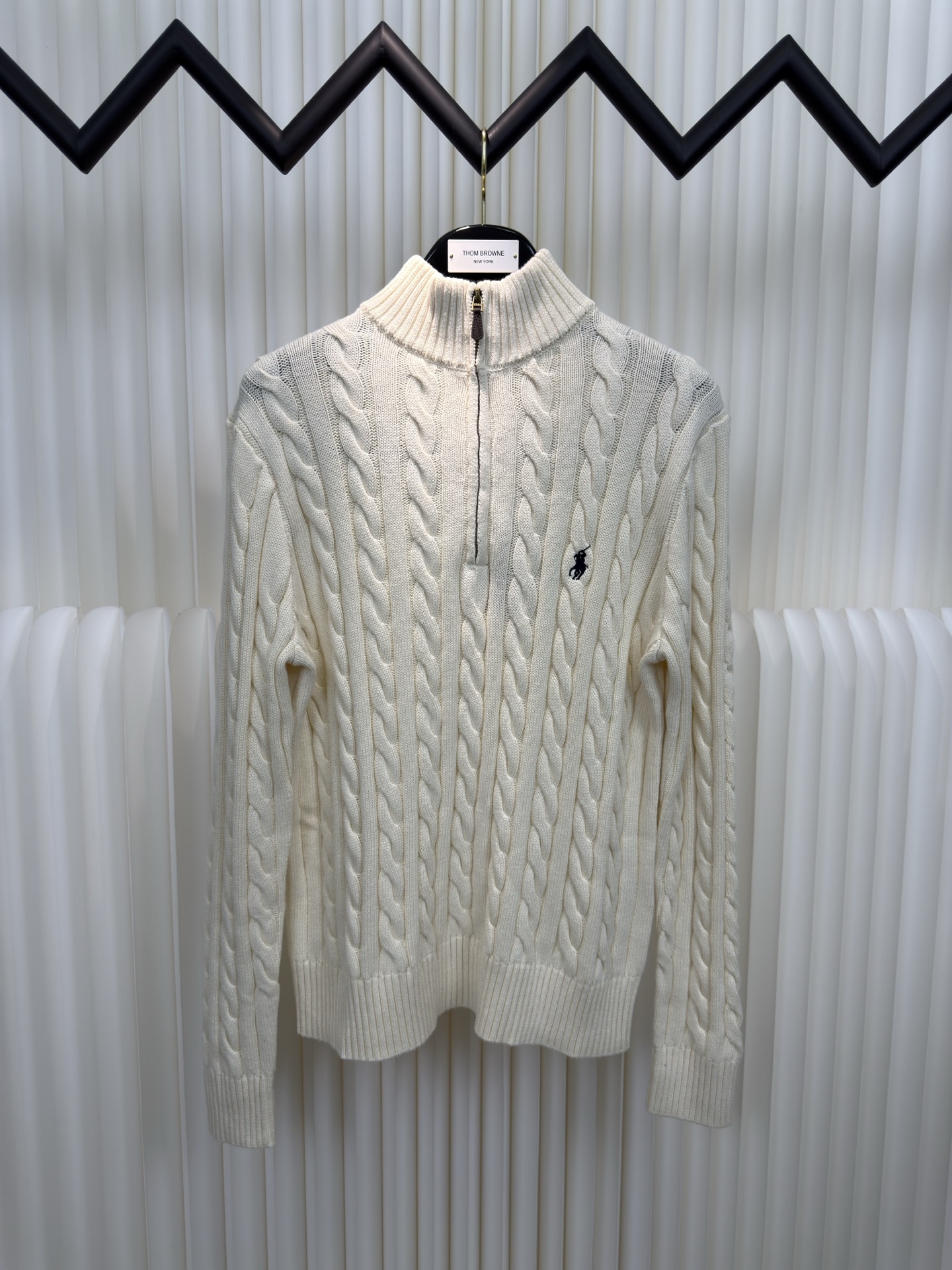 拉夫勞倫Ralph Lauren 絞花編結拉鏈針織衫