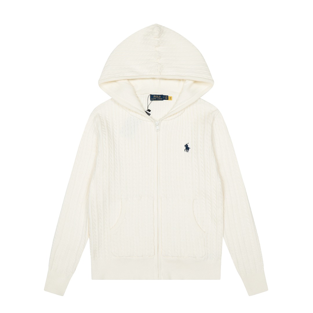 拉夫勞倫Ralph Lauren小麻花純色小馬刺繡logo全拉鍊連帽外套