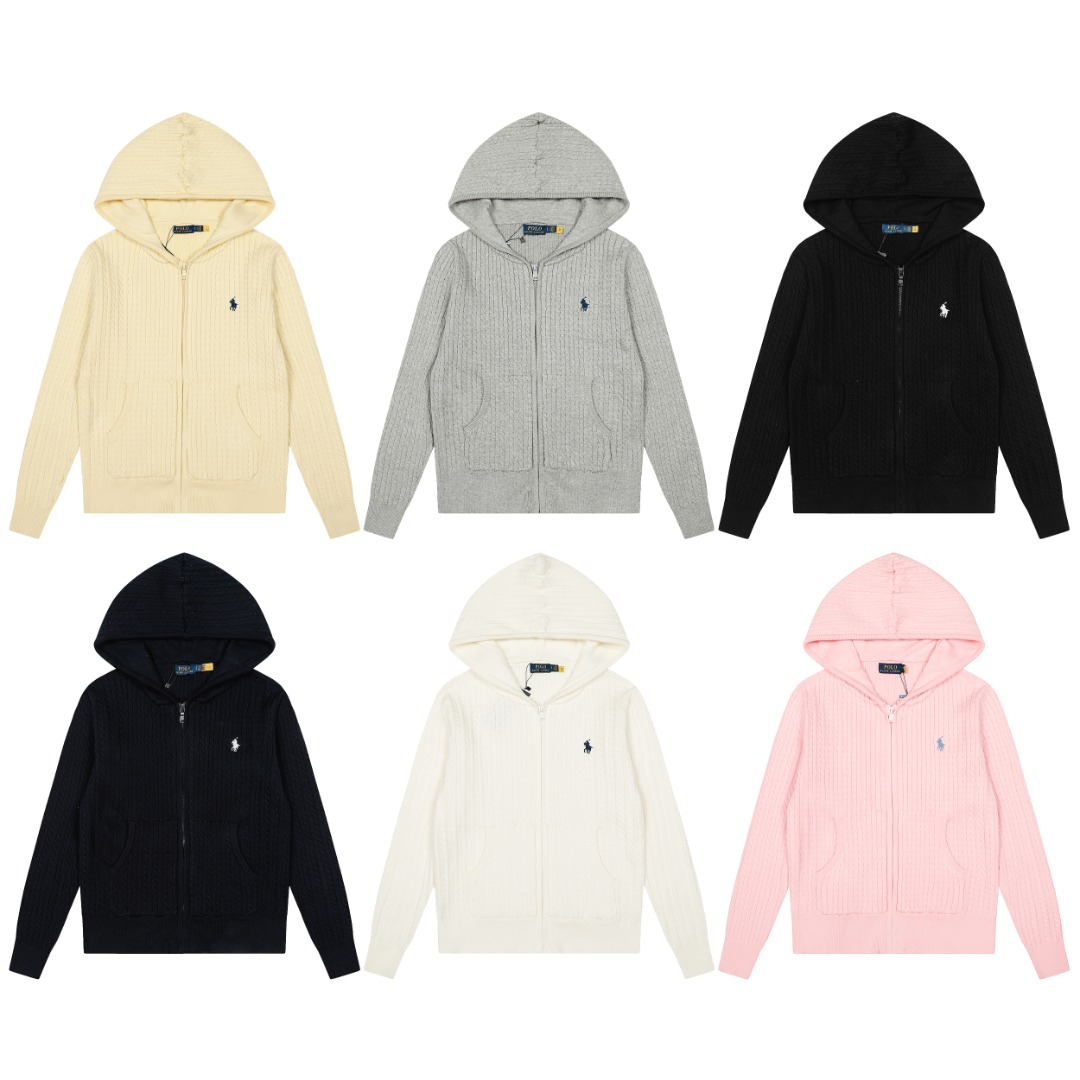 拉夫勞倫Ralph Lauren小麻花純色小馬刺繡logo全拉鍊連帽外套