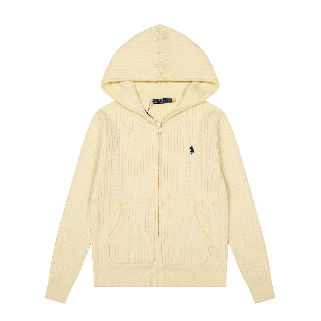 拉夫勞倫Ralph Lauren小麻花純色小馬刺繡logo全拉鍊連帽外套