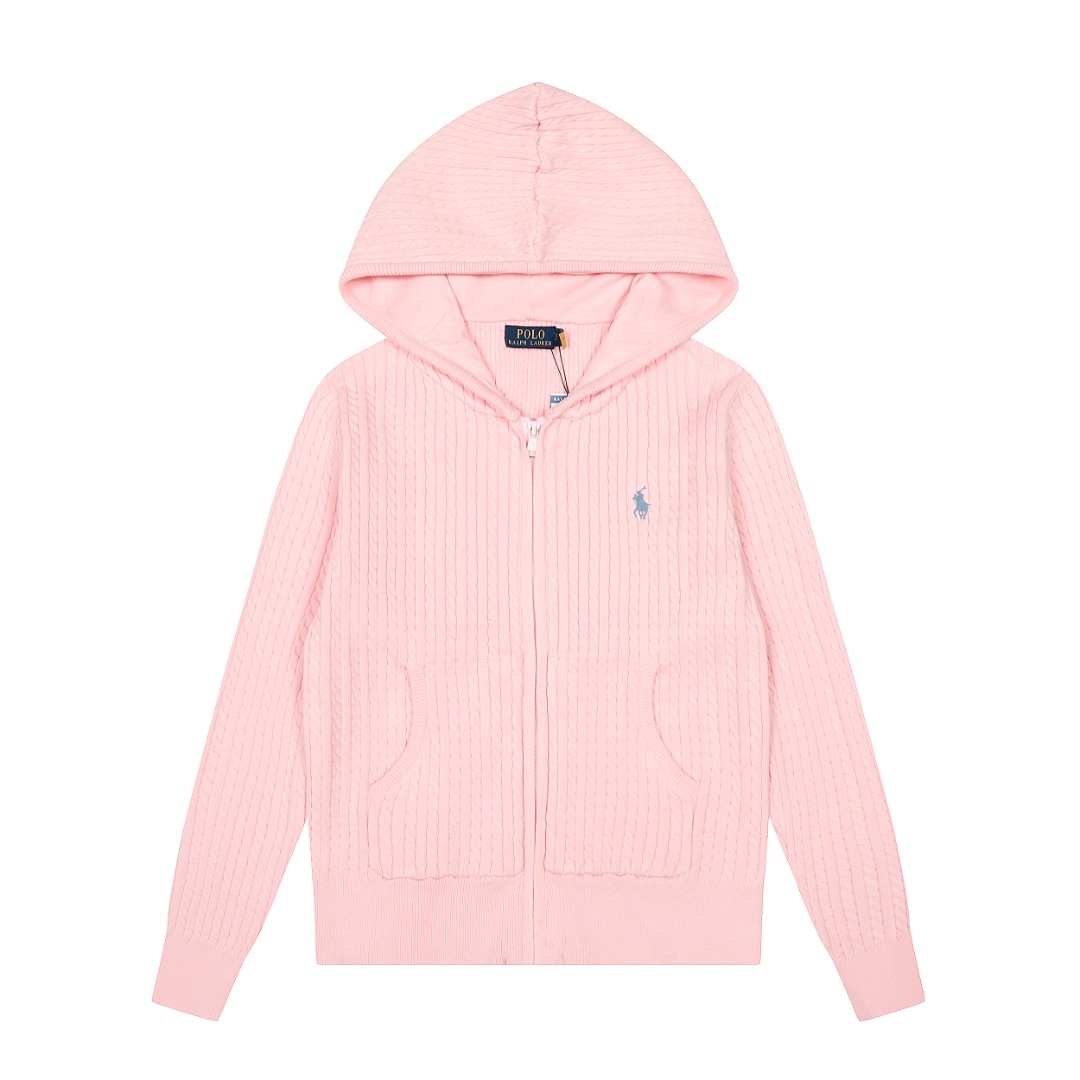 拉夫勞倫Ralph Lauren小麻花純色小馬刺繡logo全拉鍊連帽外套