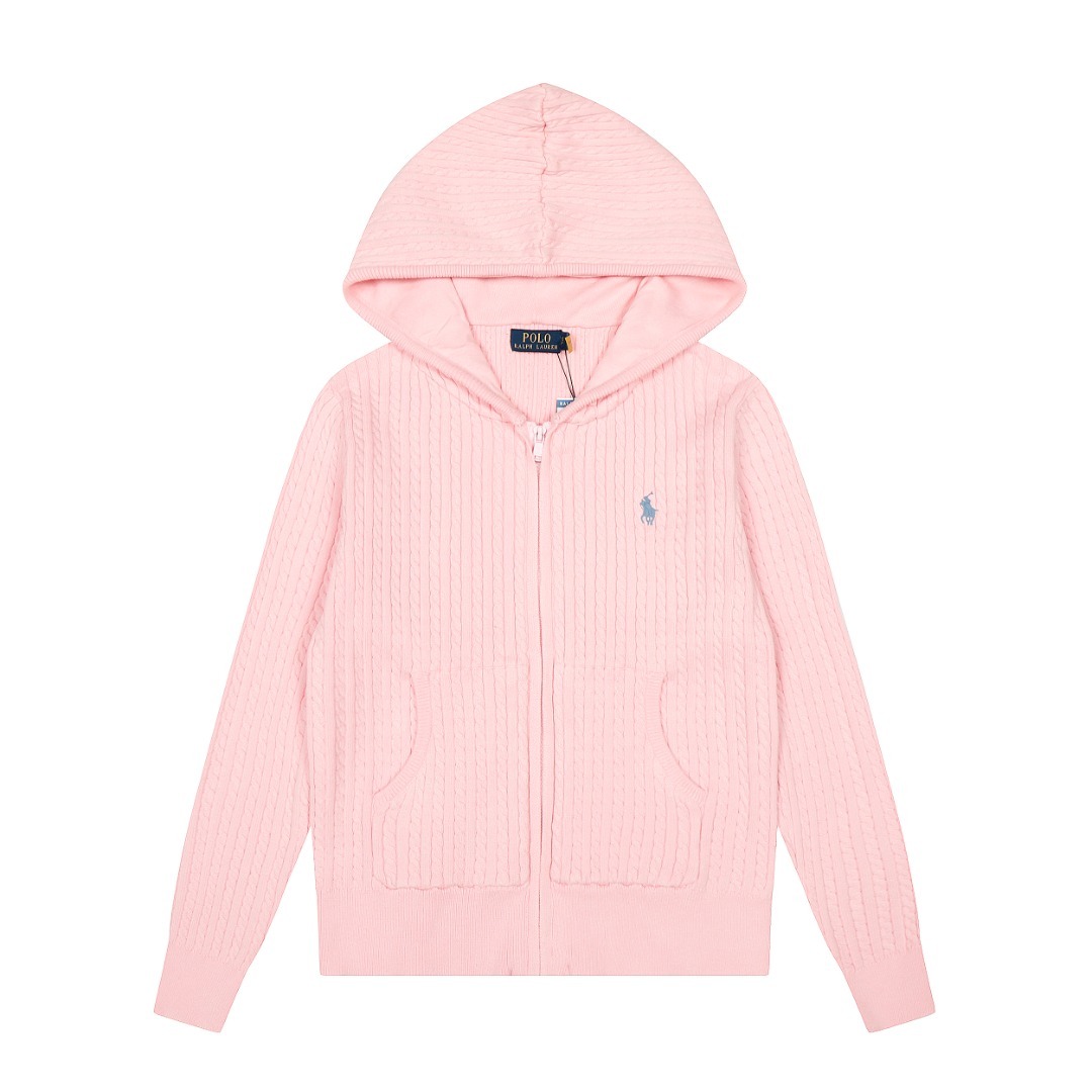 拉夫勞倫Ralph Lauren小麻花純色小馬刺繡logo全拉鍊連帽外套