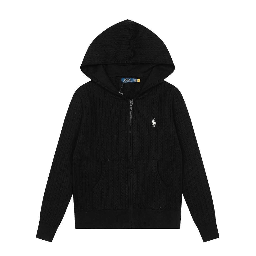 拉夫勞倫Ralph Lauren小麻花純色小馬刺繡logo全拉鍊連帽外套