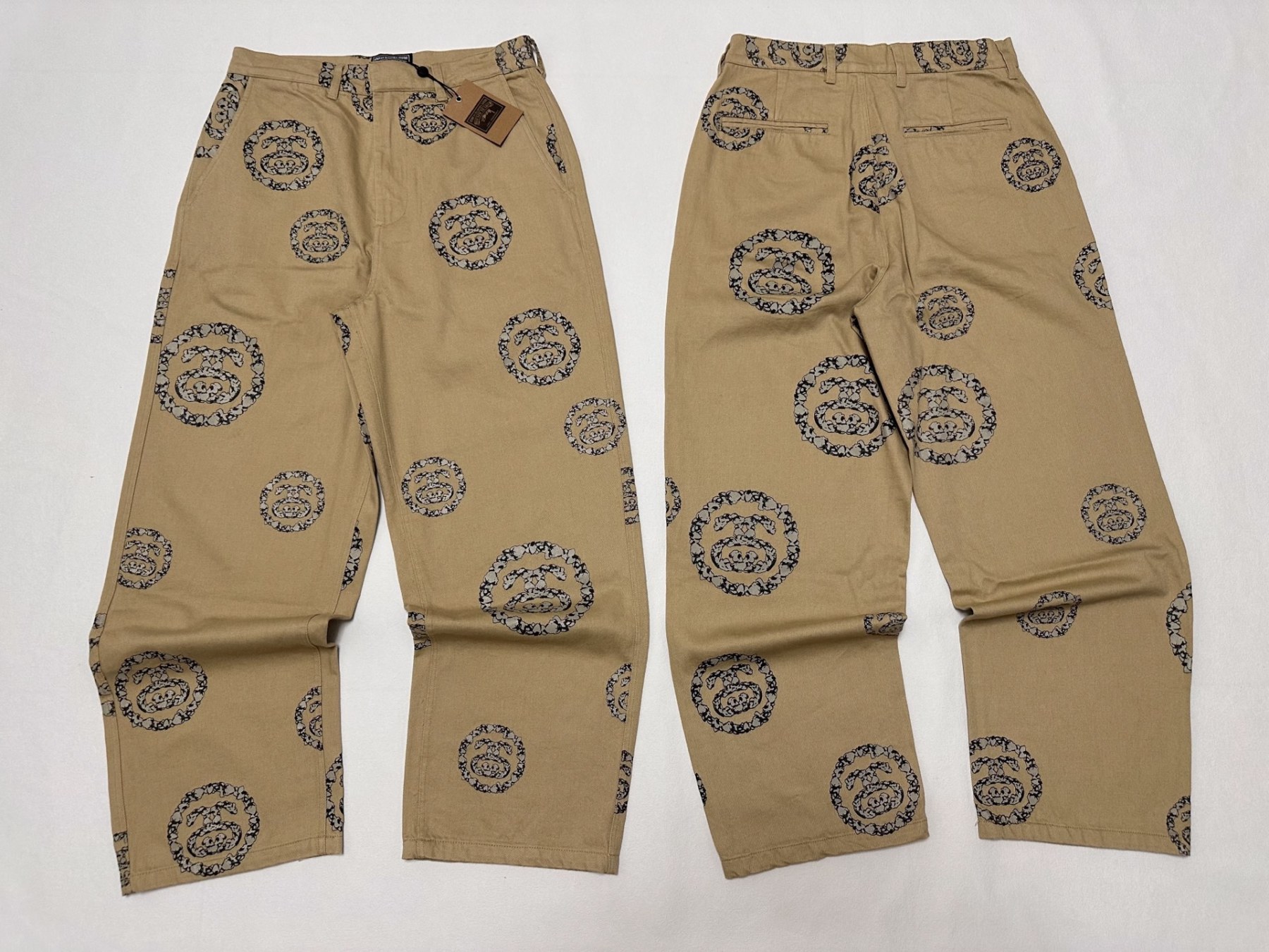 Stussy x Denim Tears 聯名款 SS25 花環圖案百搭寬鬆直筒美式復古牛仔褲