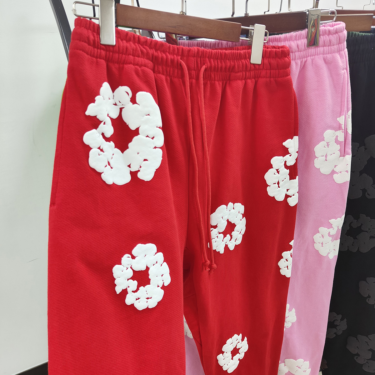 歐美潮牌跨境DENIM TEARS木棉花發泡設計印花長褲男女秋冬運動褲