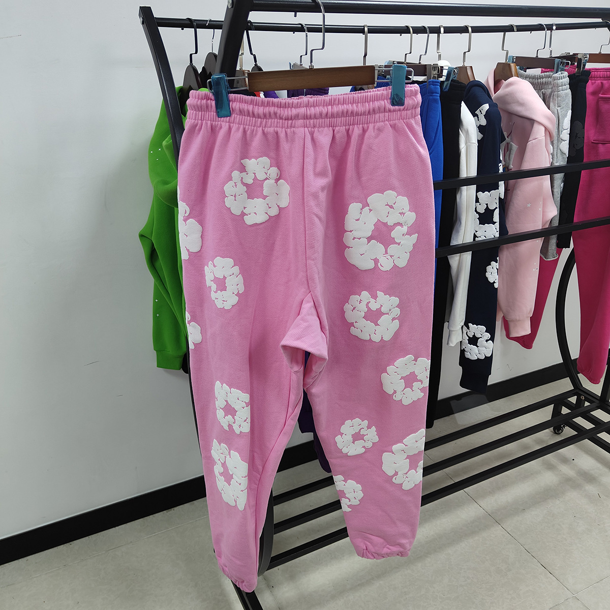 歐美潮牌跨境DENIM TEARS木棉花發泡設計印花長褲男女秋冬運動褲