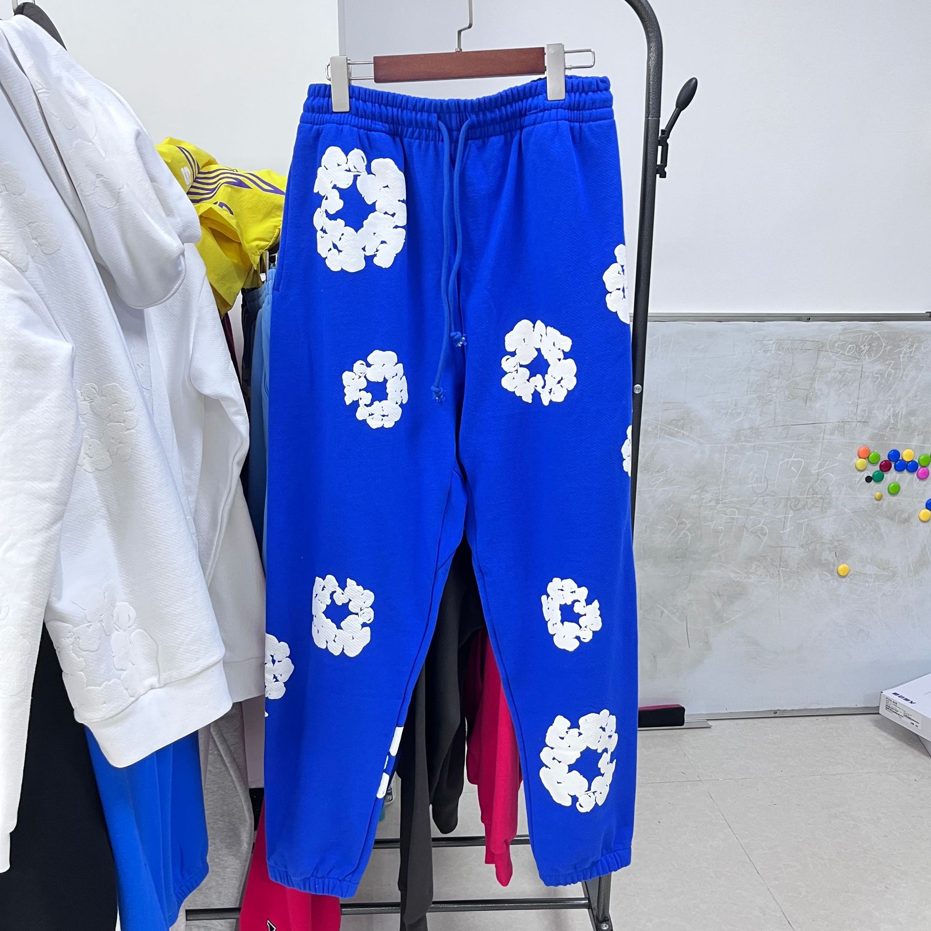 歐美潮牌跨境DENIM TEARS木棉花發泡設計印花長褲男女秋冬運動褲