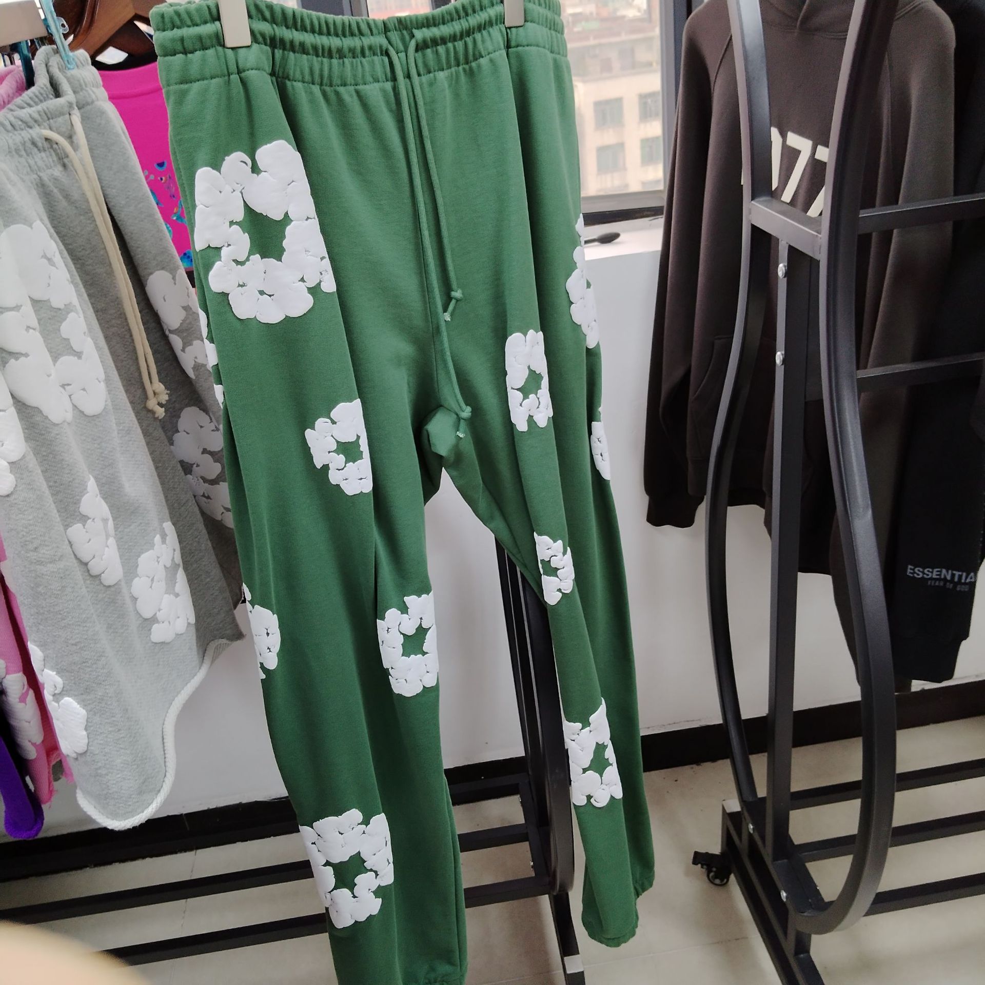 歐美潮牌跨境DENIM TEARS木棉花發泡設計印花長褲男女秋冬運動褲