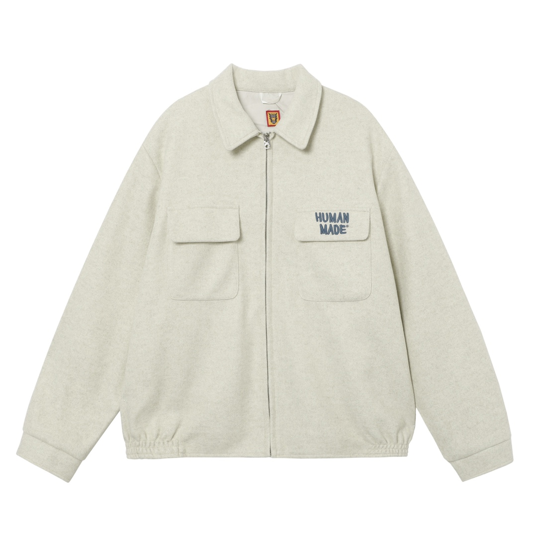 HUMAN MADE 新款秋冬款刺繡字母棕熊休閒毛呢夾克外套