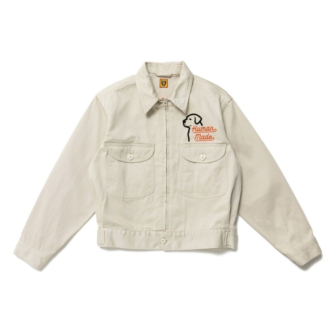 HUMAN MADE 新款秋冬款刺繡小狗字母休閒洗水工裝牛仔外套
