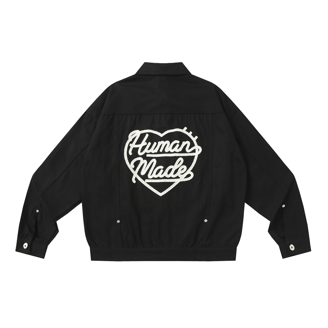 HUMAN MADE 新款秋冬款刺繡編織愛心字母休閒水洗工裝牛仔外套