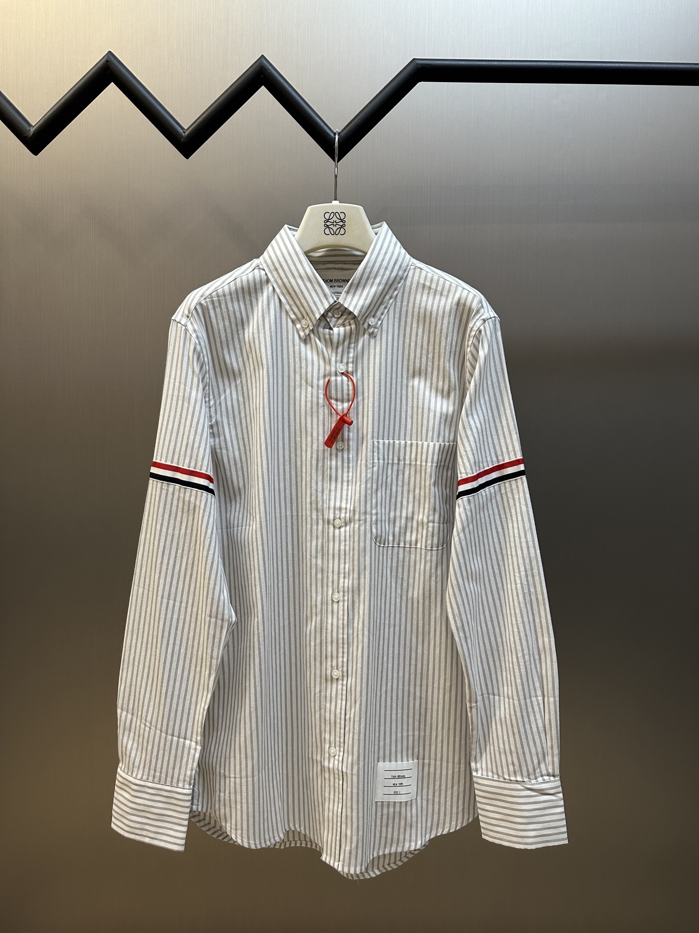 THOM BROWNE 織帶條紋襯衫