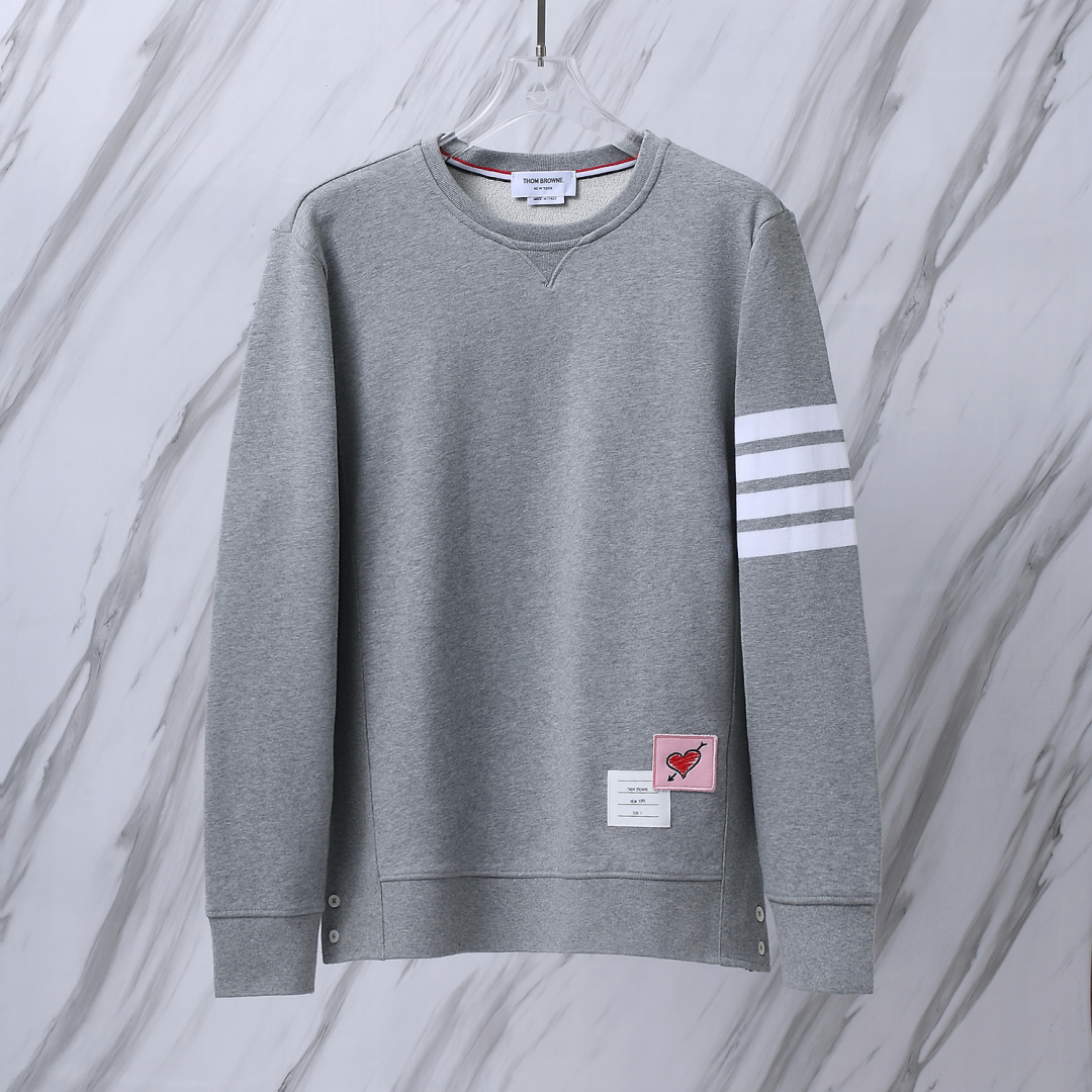 THOM BROWNE 經典色織七夕限定款情侶四條杠圓領套頭衛衣