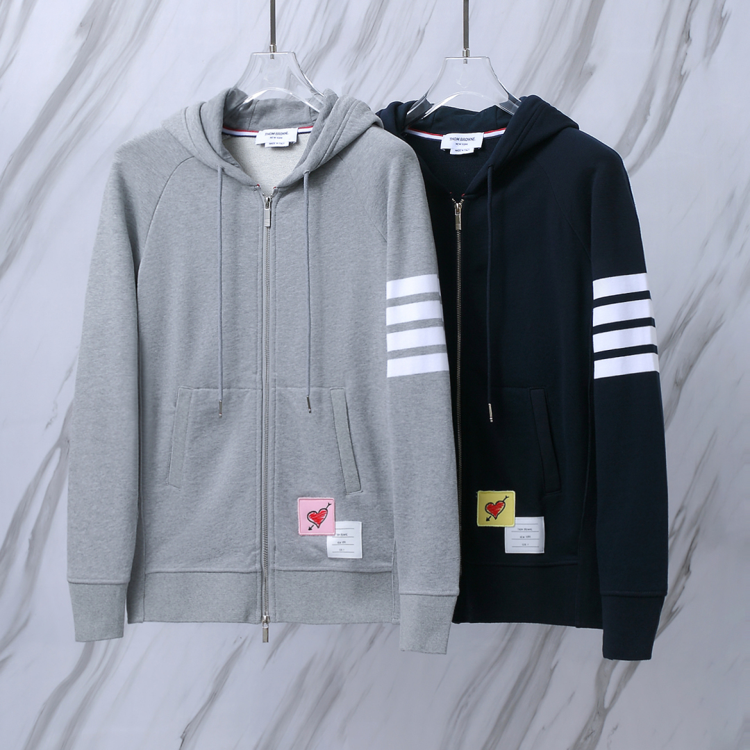 THOM BROWNE 四條杠七夕限量款情侶經典毛圈棉高版本拉鍊衛衣套裝