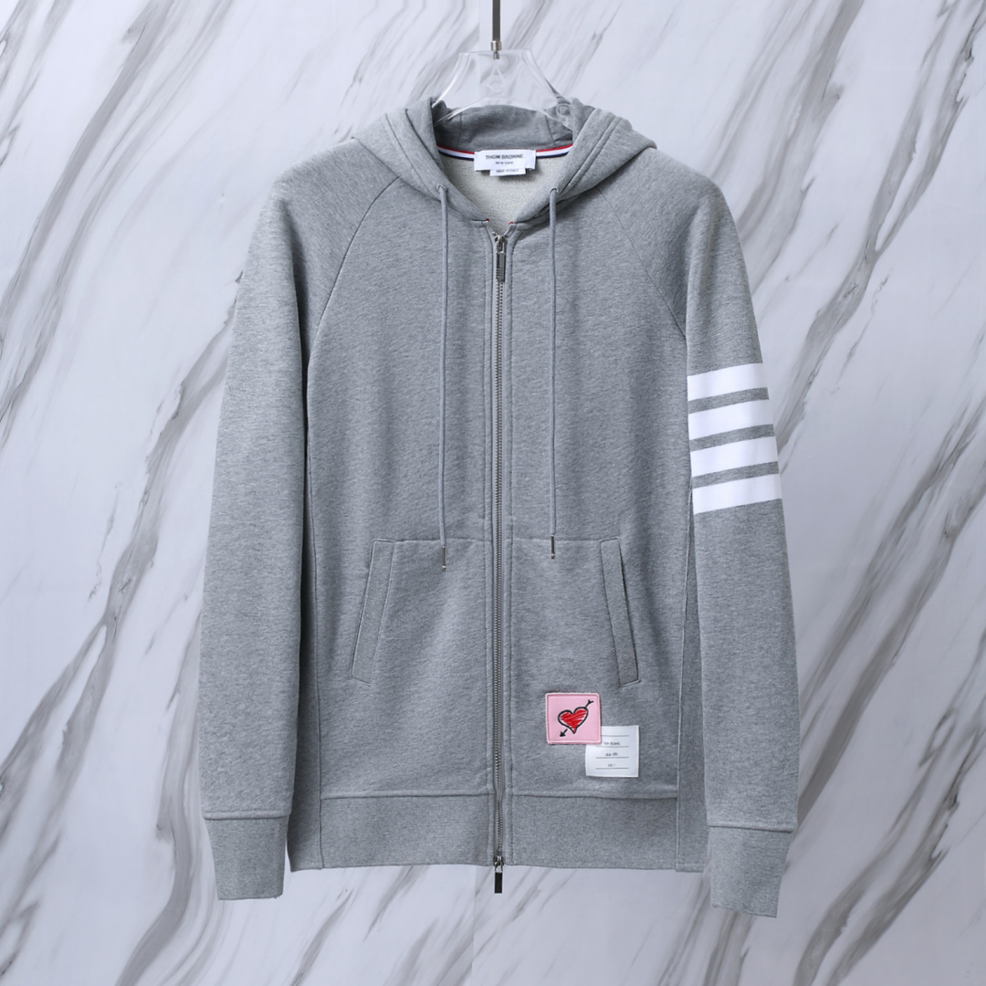 THOM BROWNE 四條杠七夕限量款情侶經典毛圈棉高版本拉鍊衛衣套裝