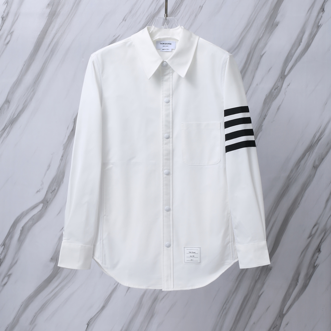 THOM BROWNE .TB 尼龍夾克襯衫白色四道杠高版本重工襯衣外套