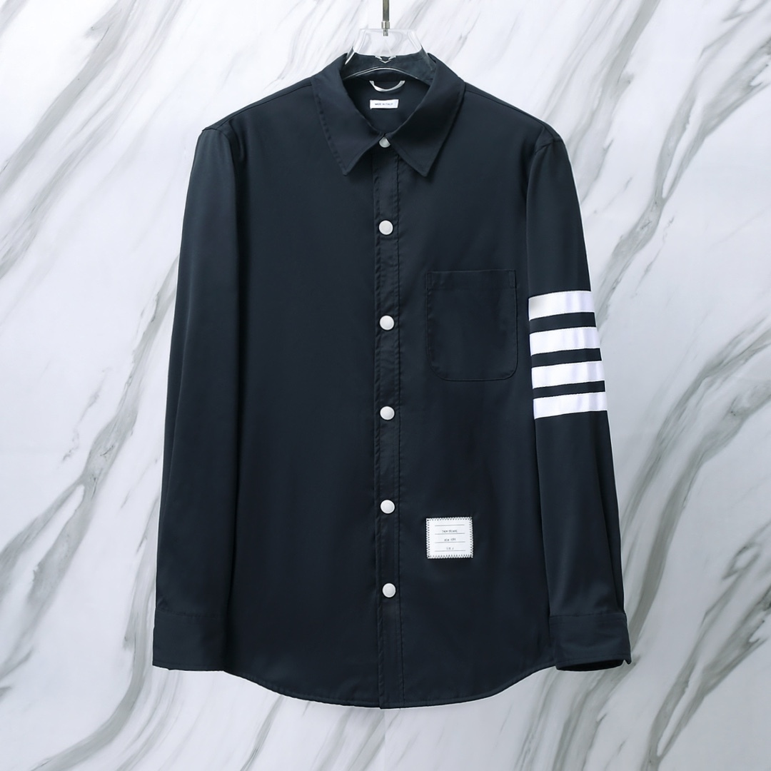 THOM BROWNE .TB 尼龍夾克襯衫白色四道杠高版本重工襯衣外套