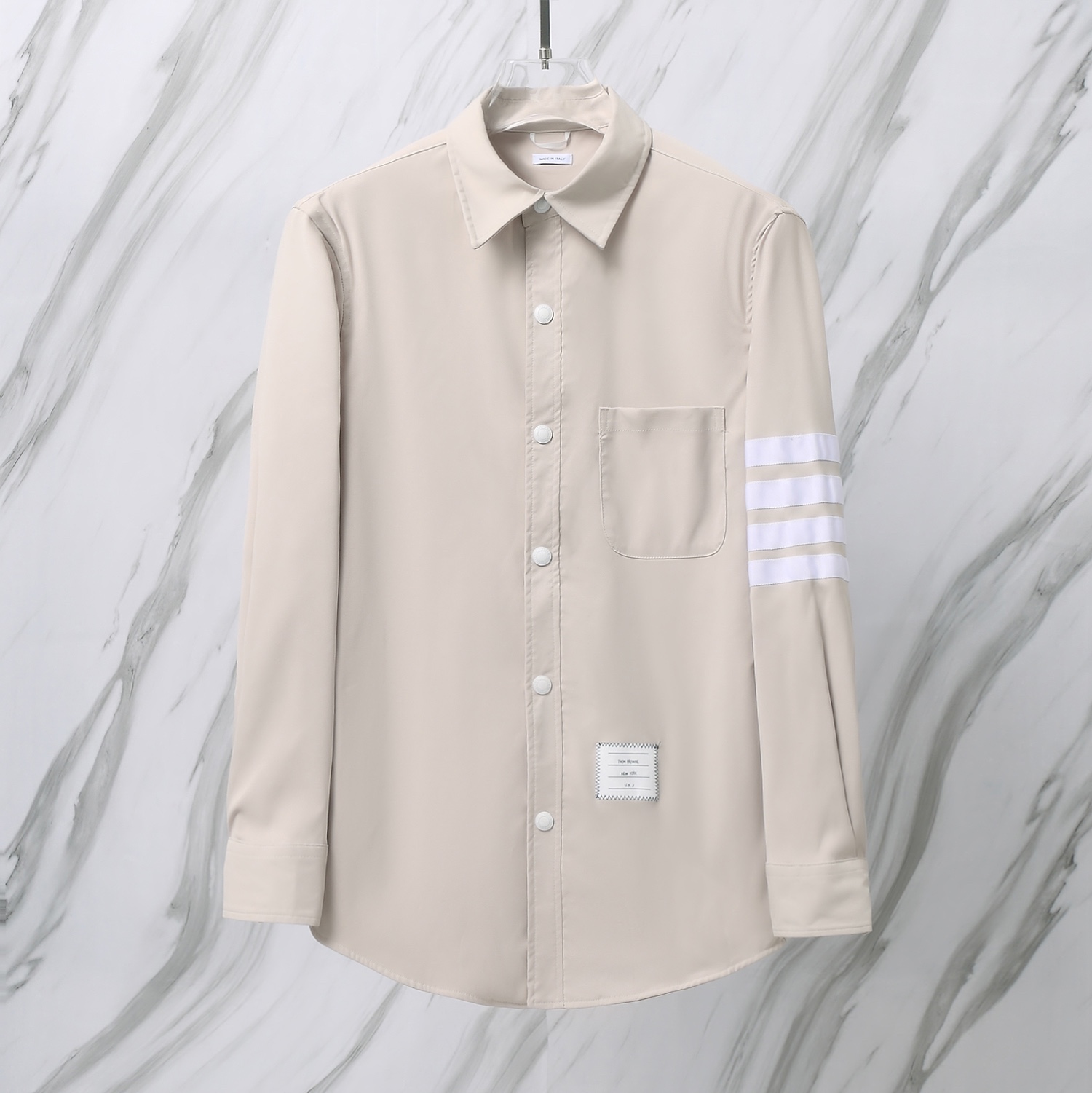 THOM BROWNE .TB 尼龍夾克襯衫白色四道杠高版本重工襯衣外套