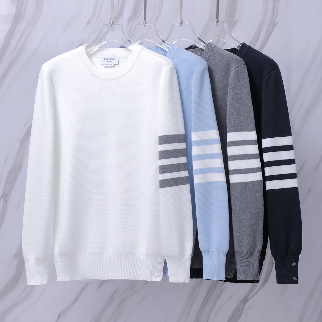 THOM BROWNE .TB經典四條杠針織加厚毛衣圓領毛衣