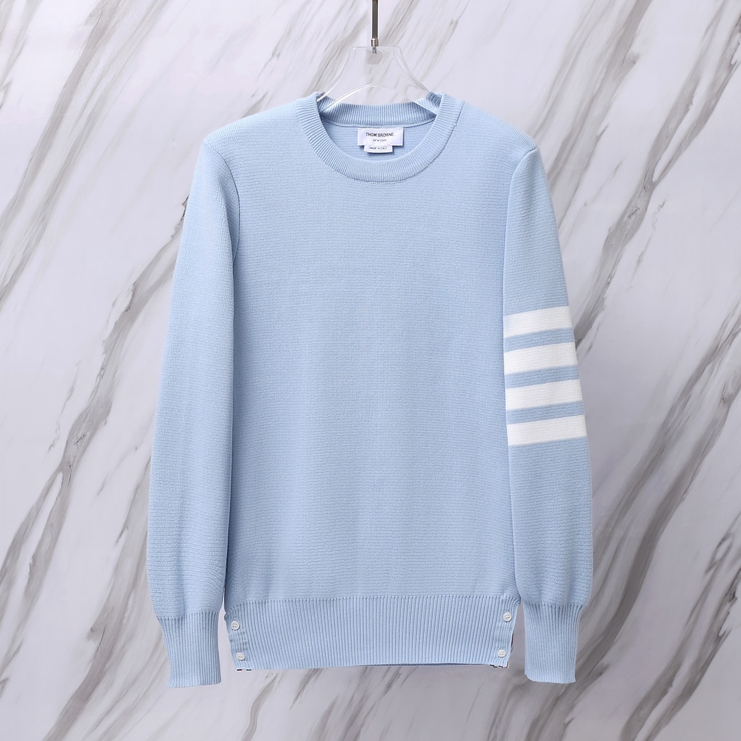 THOM BROWNE .TB經典四條杠針織加厚毛衣圓領毛衣