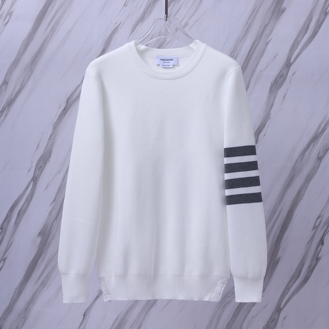 THOM BROWNE .TB經典四條杠針織加厚毛衣圓領毛衣
