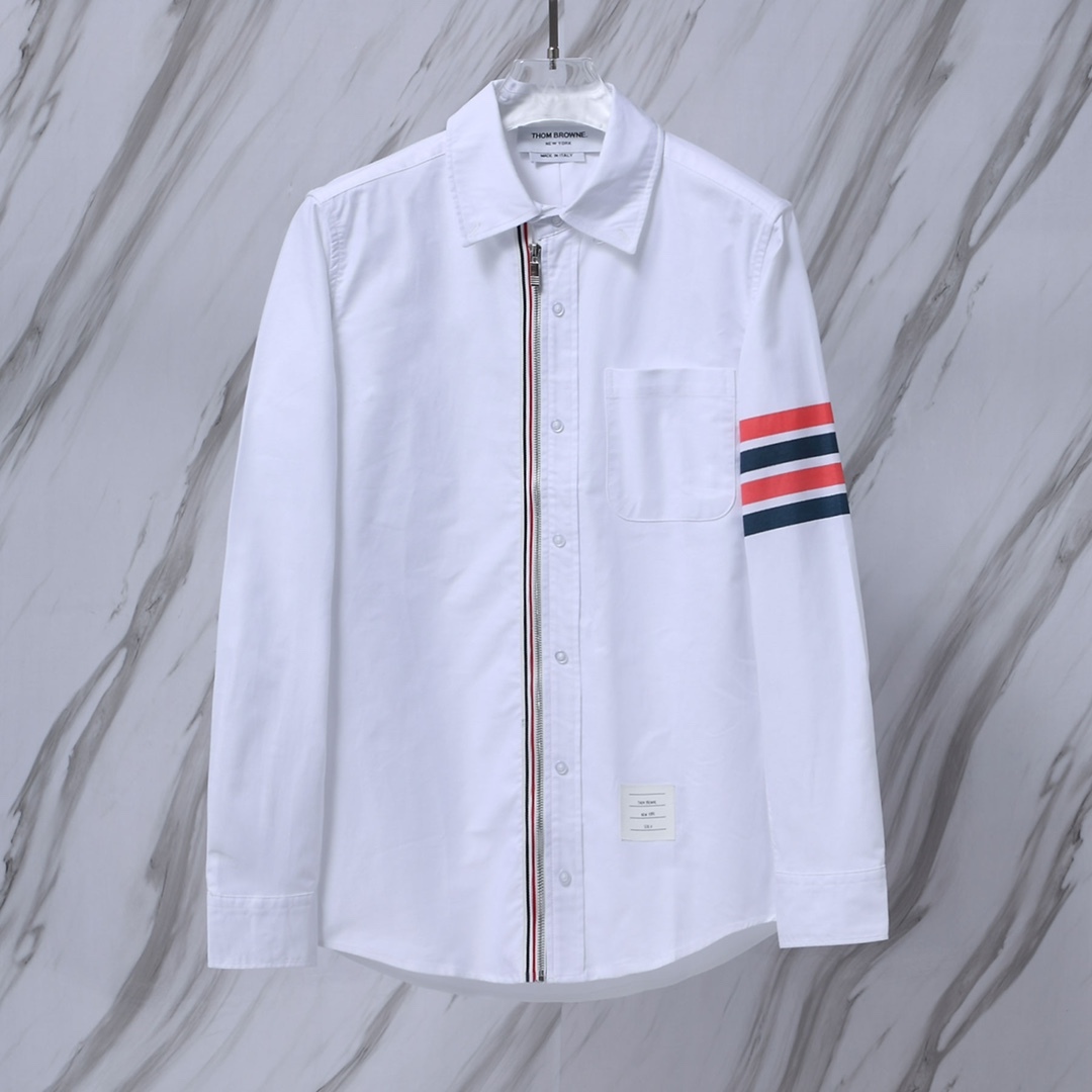THOM BROWNE TB襯衫經典拉鍊襯衫新款開襟外套