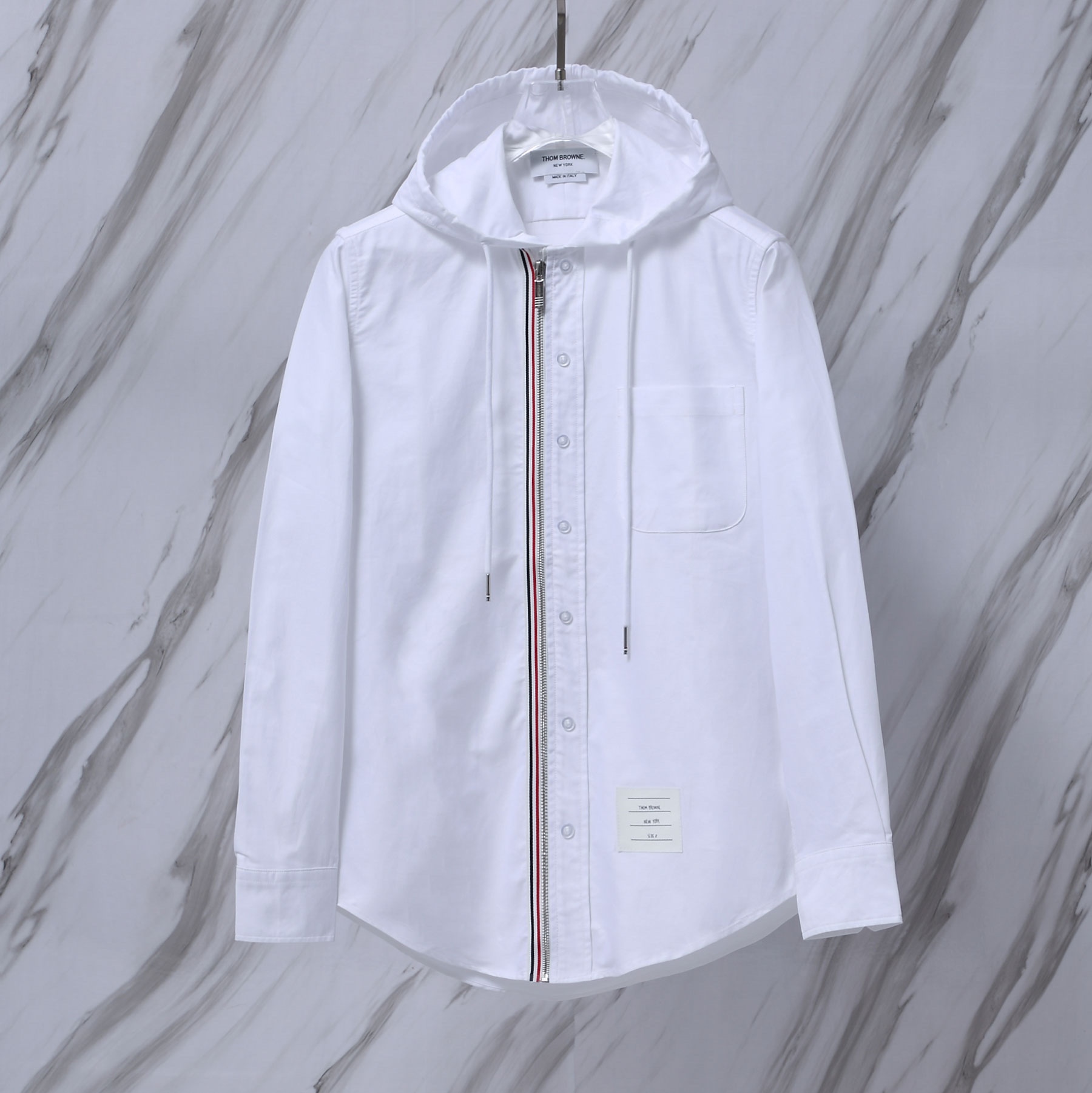 THOM BROWNE .TB新季拉鍊連帽襯衫薄款開衫外套薄款