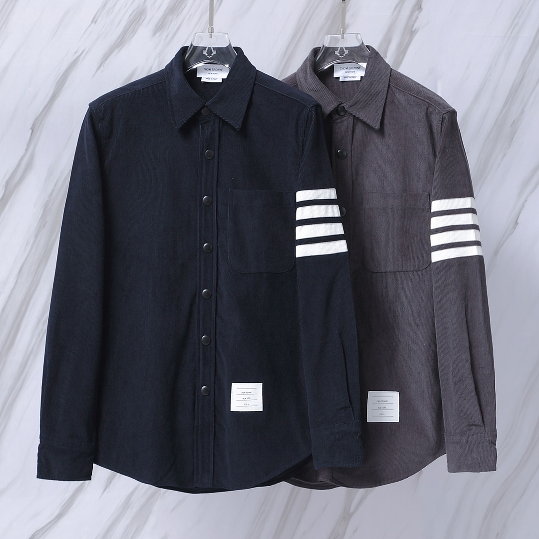 TB燈芯絨薄款長袖襯衫夾克外套