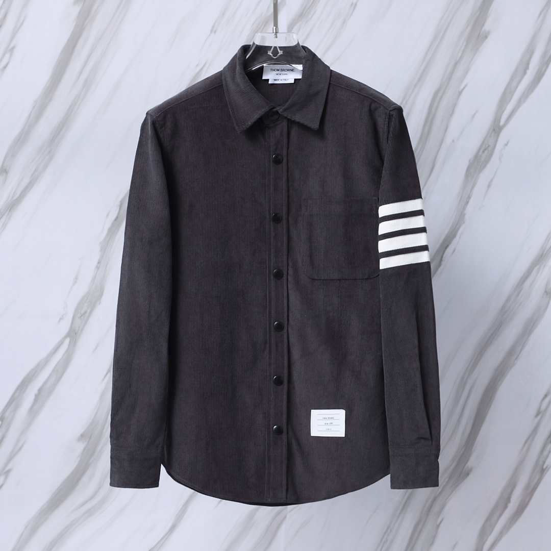 TB燈芯絨薄款長袖襯衫夾克外套