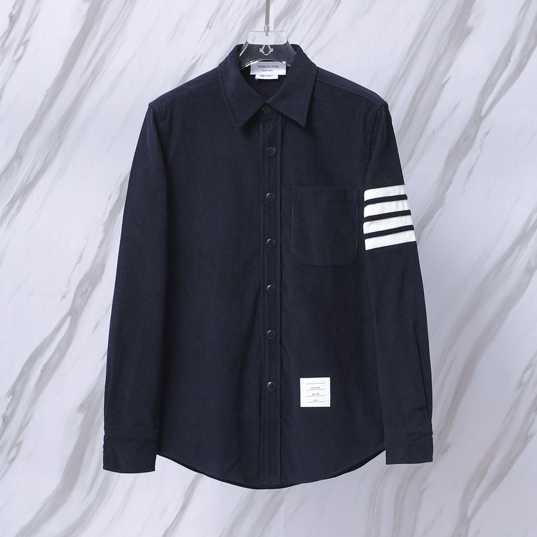 TB燈芯絨薄款長袖襯衫夾克外套