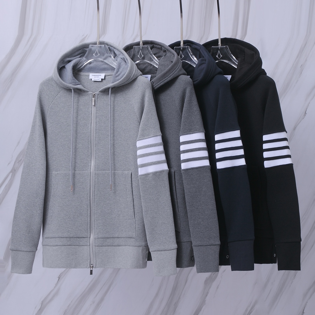 TB新款華夫格拉鏈外套衛衣開衫採