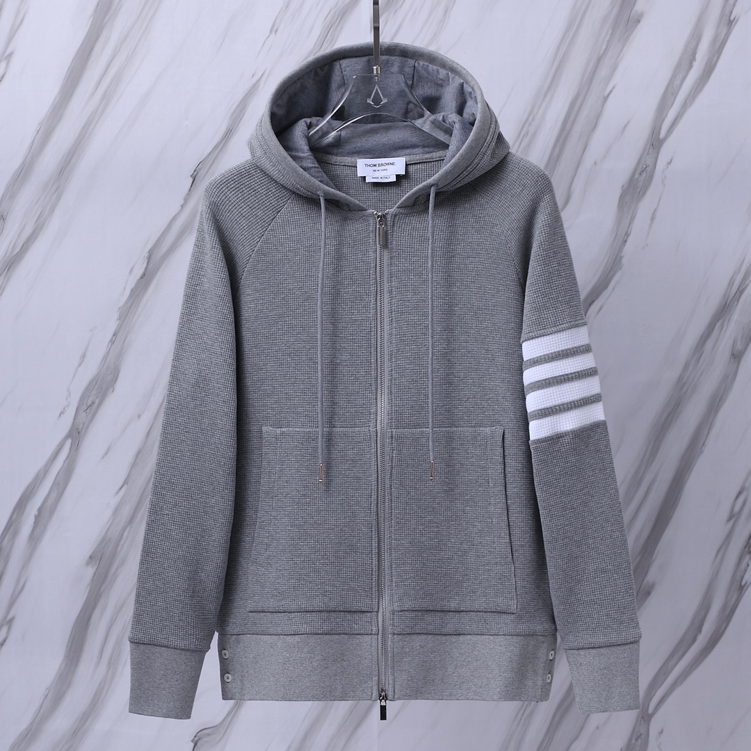 TB新款華夫格拉鏈外套衛衣開衫採