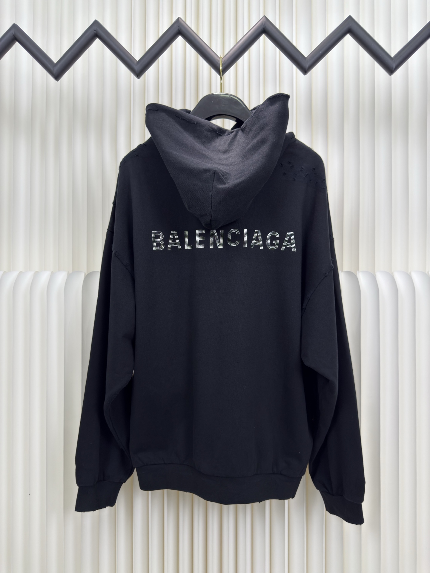 巴黎世家balenciaga燙鑽破洞連帽衛衣