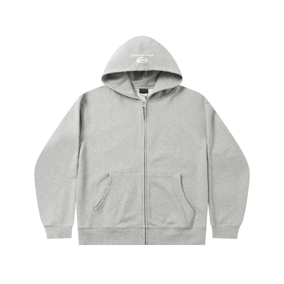 巴黎英文字母刺繡logo拉鍊毛圈帽衫