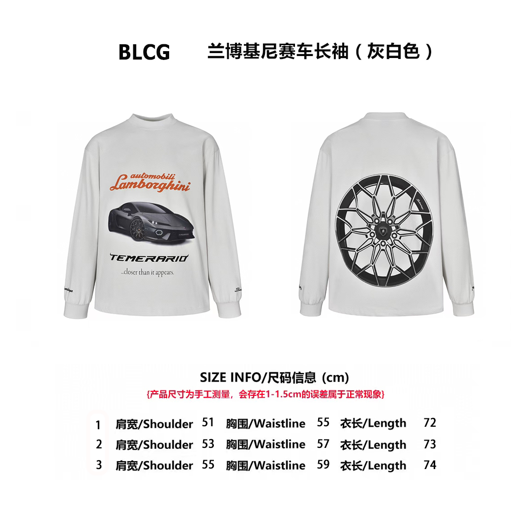 BLCG 25SS 藍寶基尼賽車長袖灰白色