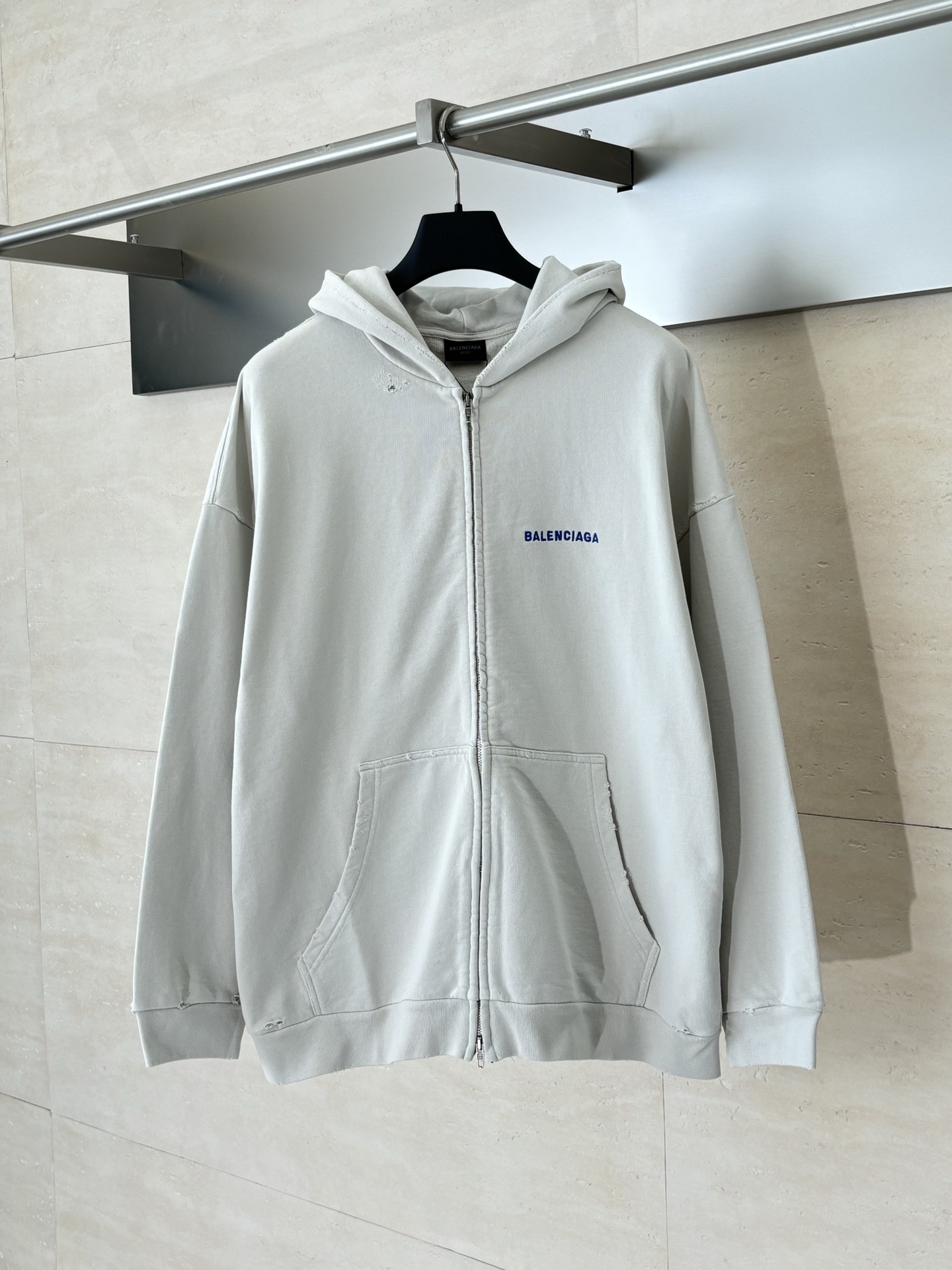 Balenciag*/巴黎 Blcg 25ss爆款上線 藍色字母簽名拉鍊衛衣外套