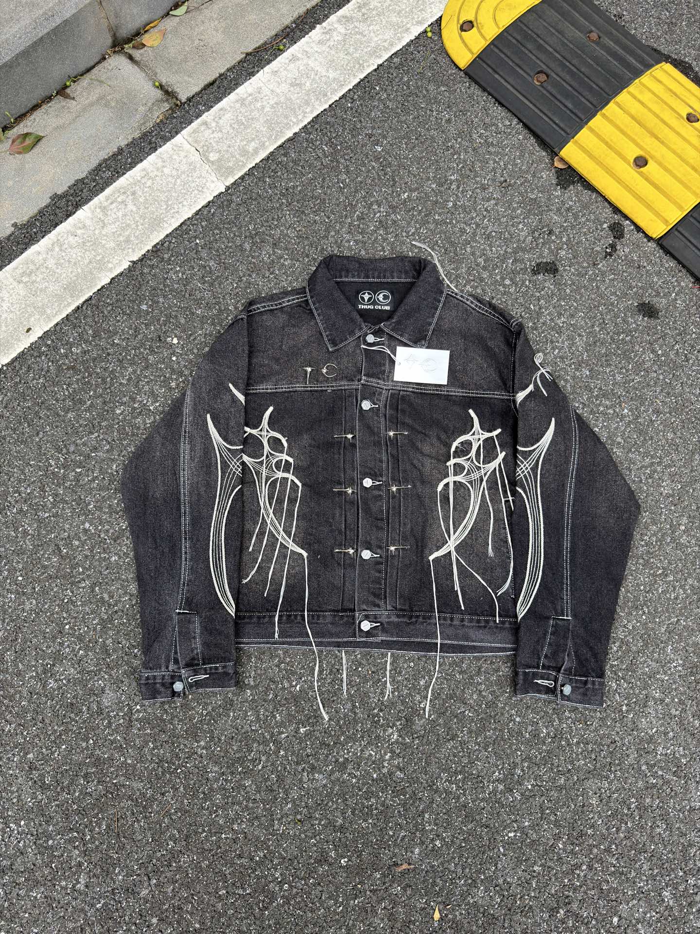 Thug Club24FW朴宰範同款部落樹牛仔布胸前標誌性TC長袖牛仔外套