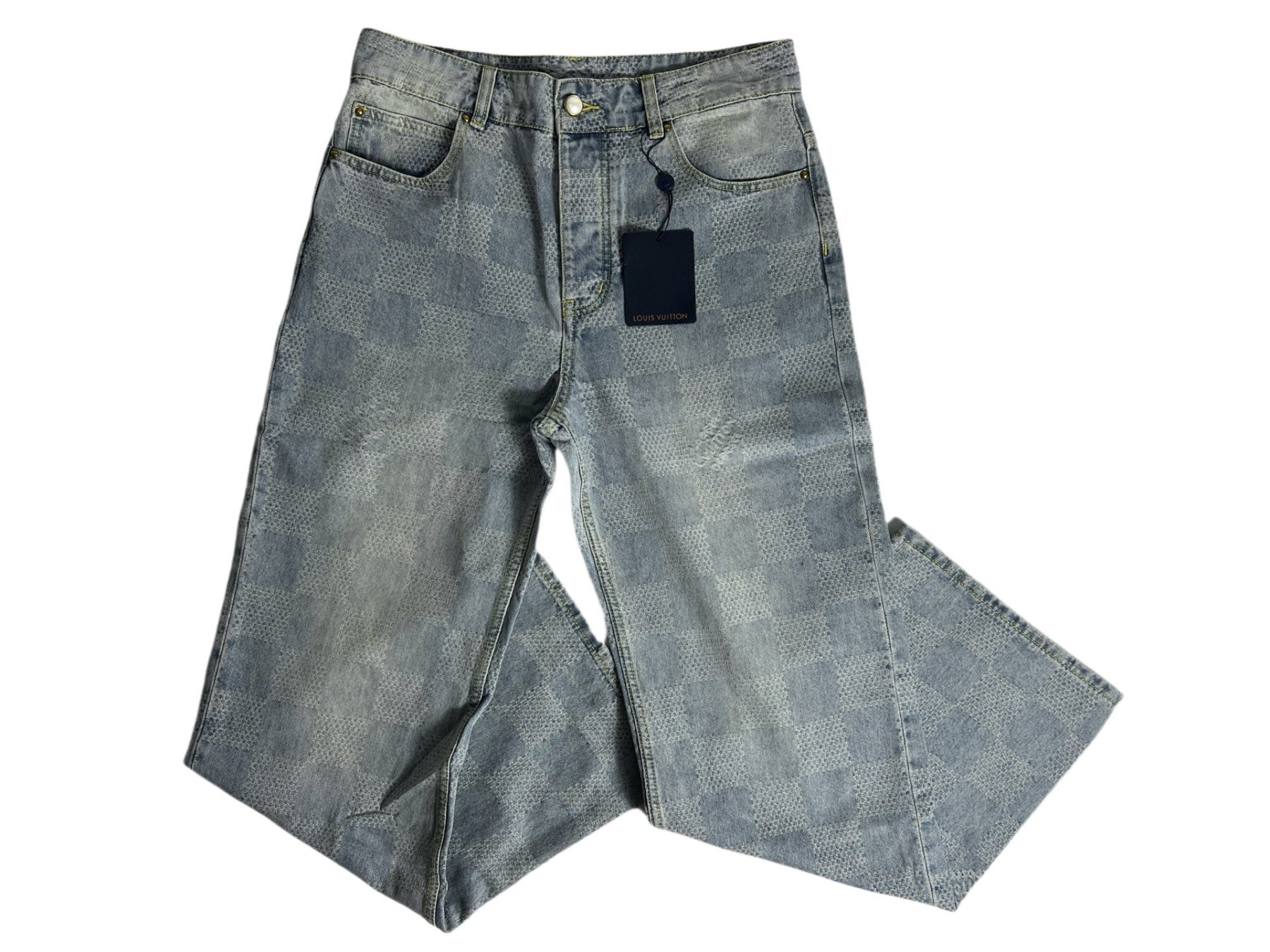 1v棋盤格牛仔褲