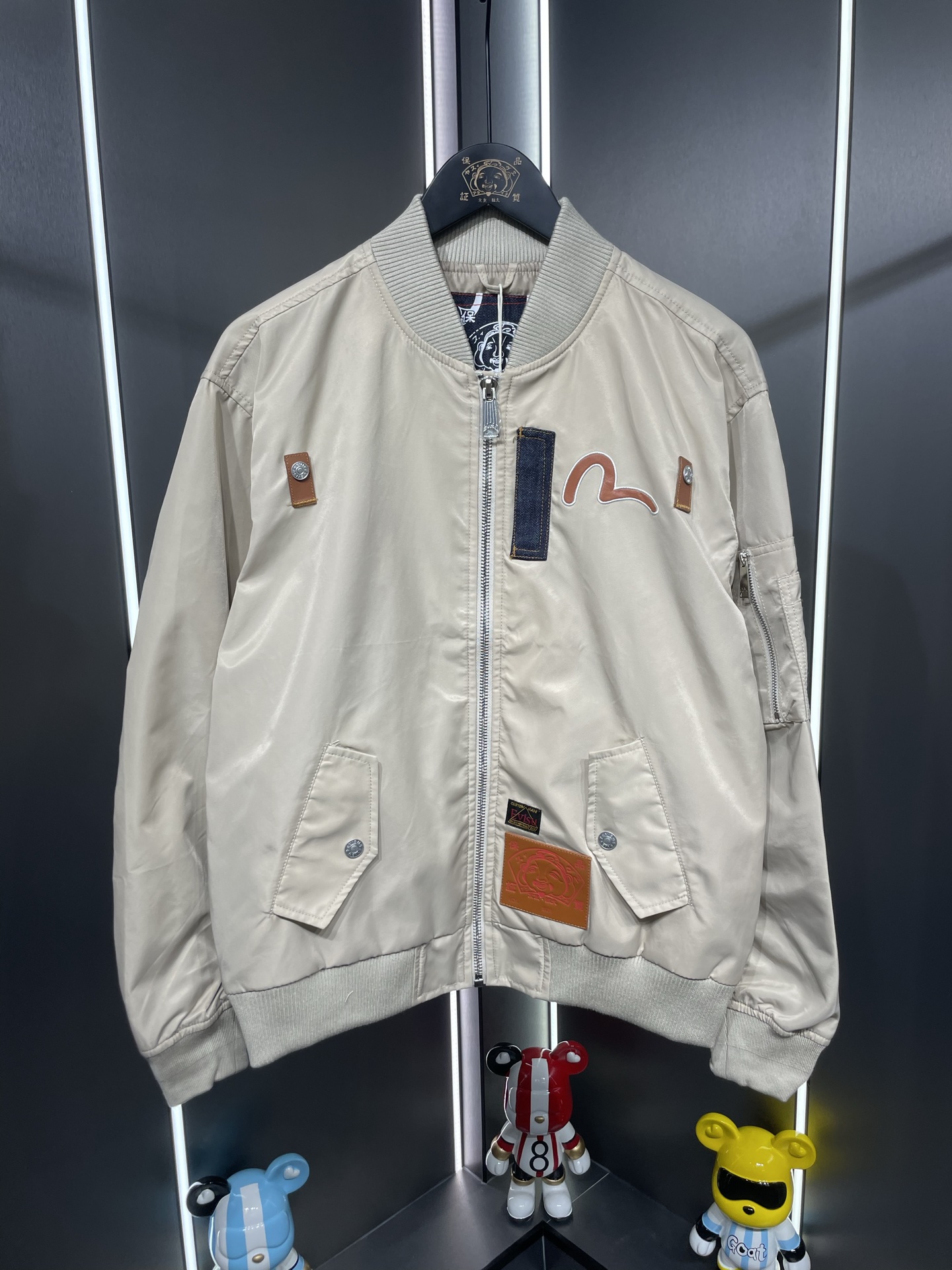 Evisu福神（高品質）佛頭標誌刺繡飛行夾克