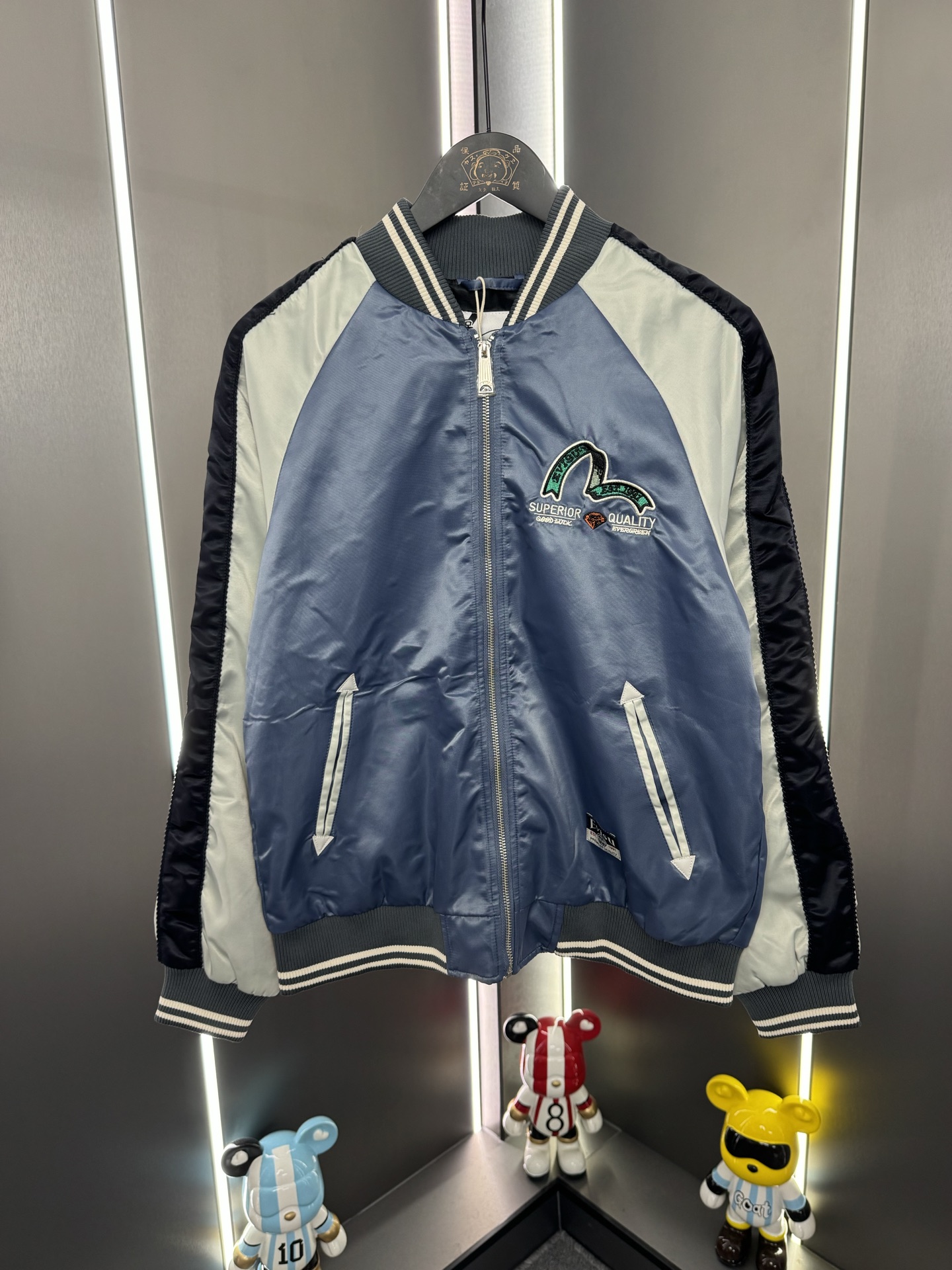 Evisu福神新款家花字母達摩佛頭刺繡翻領夾克外套