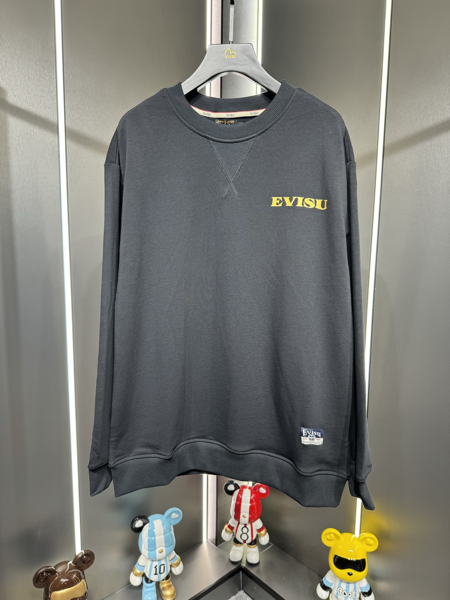 Evisu福神 2025秋季新品男士織錦海鷗刺繡多口袋圓領套頭衛衣