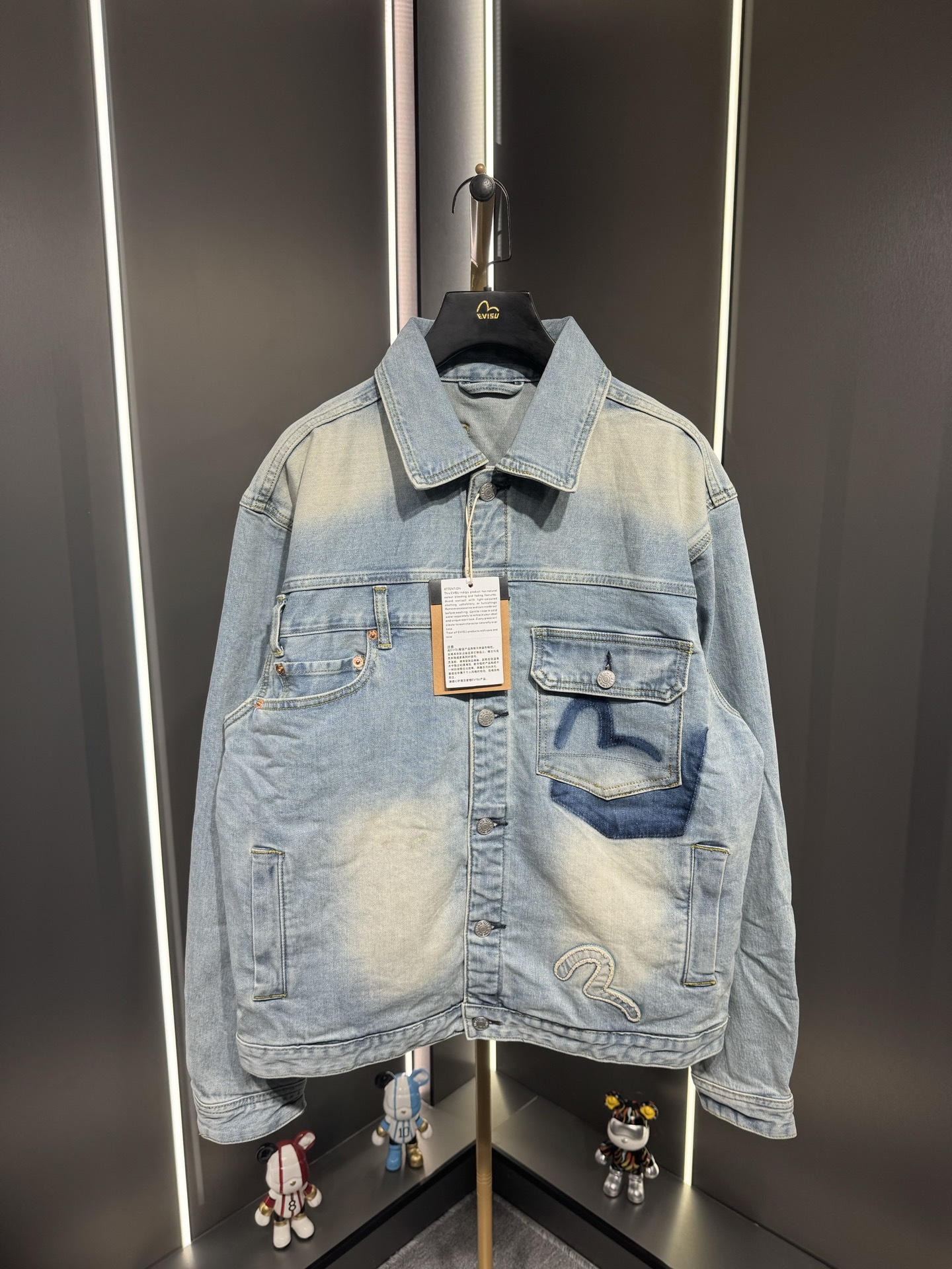 EVISU福神2025年夏季新品男士多口袋海鷗印花潮流休閒時尚牛仔夾克外套