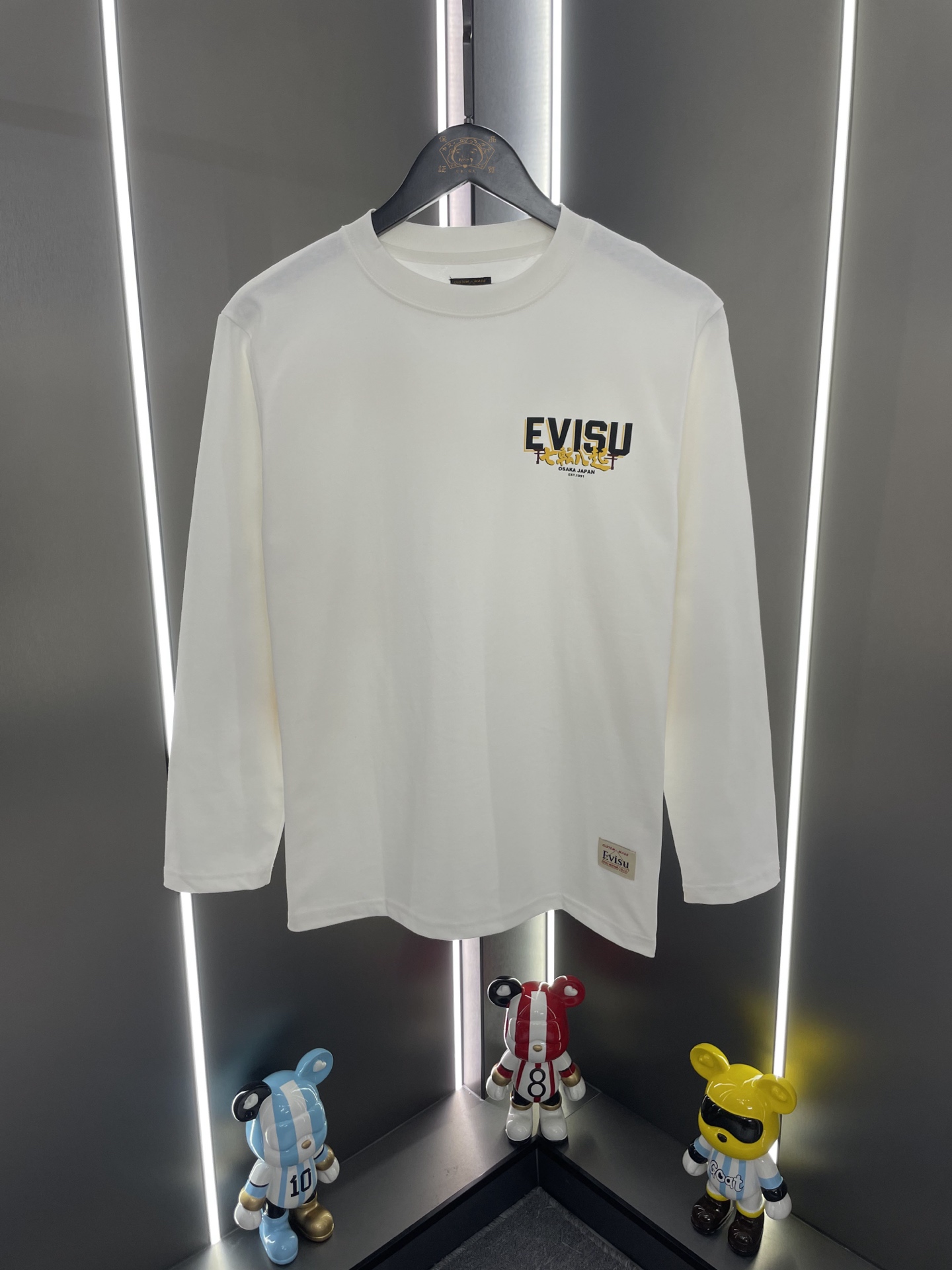 Evisu福神新款個性大M印花長袖T恤