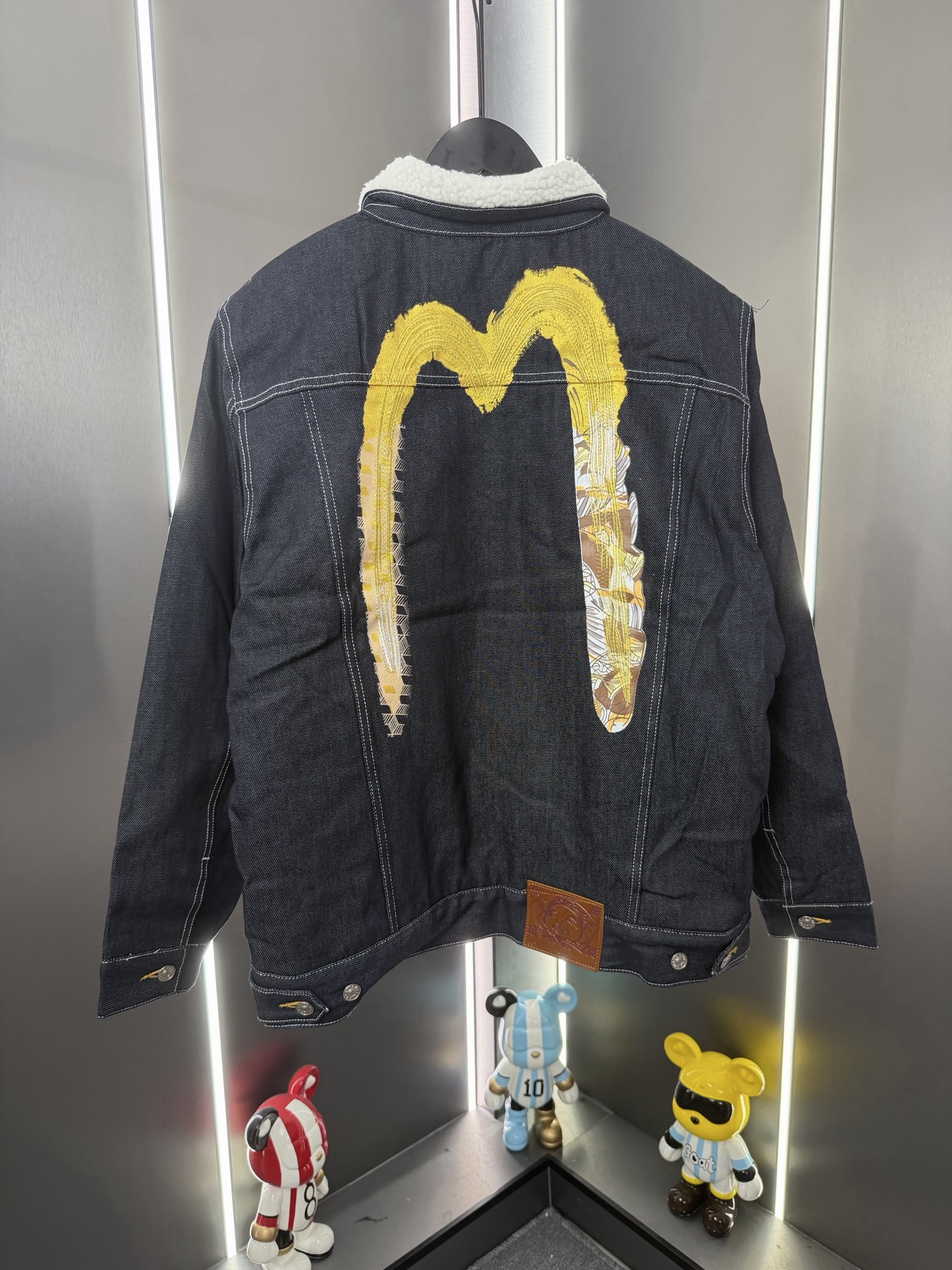 Evisu福神2525年大M刺繡運動翻領牛仔夾克潮流寬鬆百搭男女外套