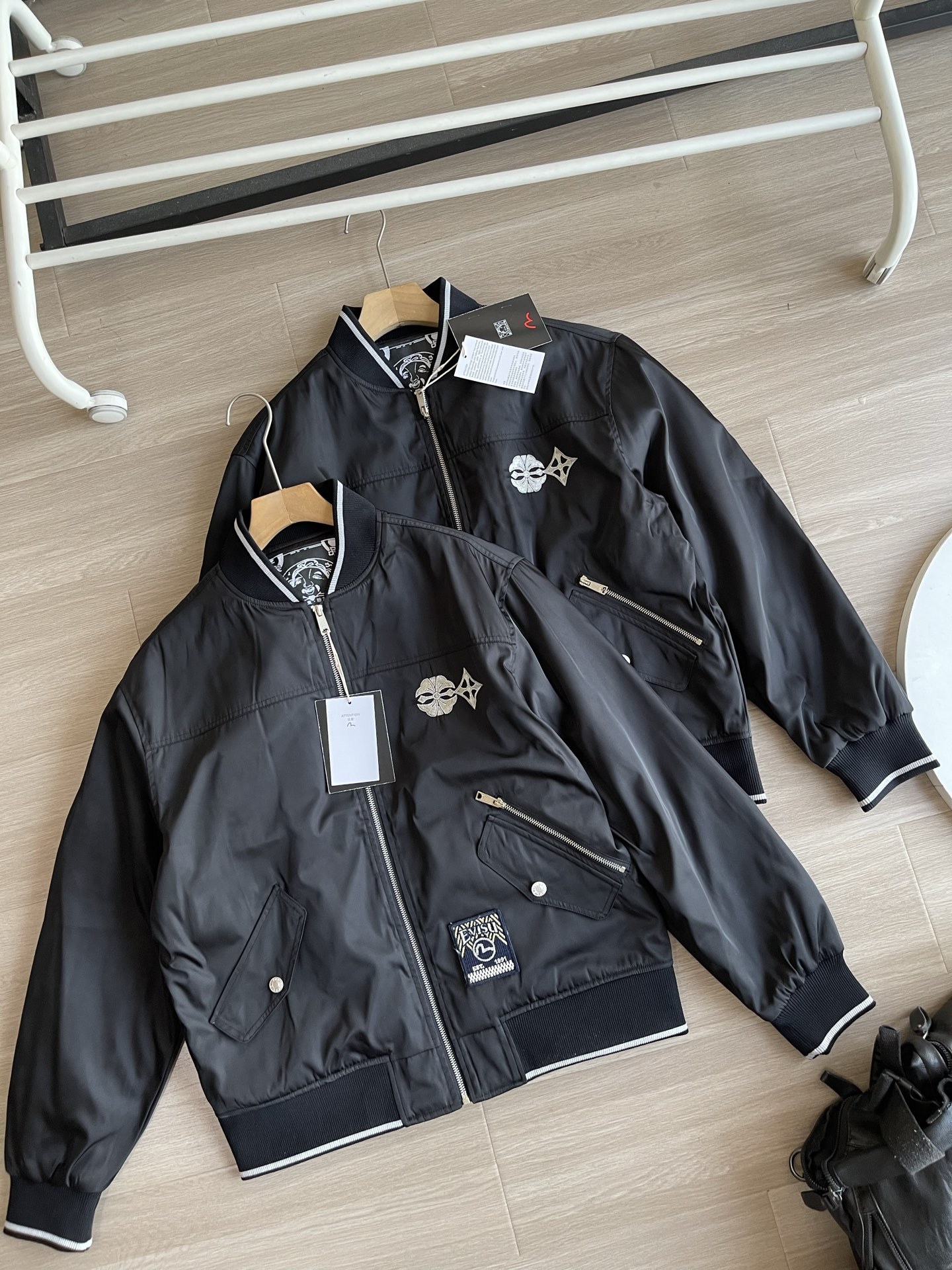 EVISU福神 2025秋冬季新品男士仙鶴嵌條大M棒球服通勤夾克外套