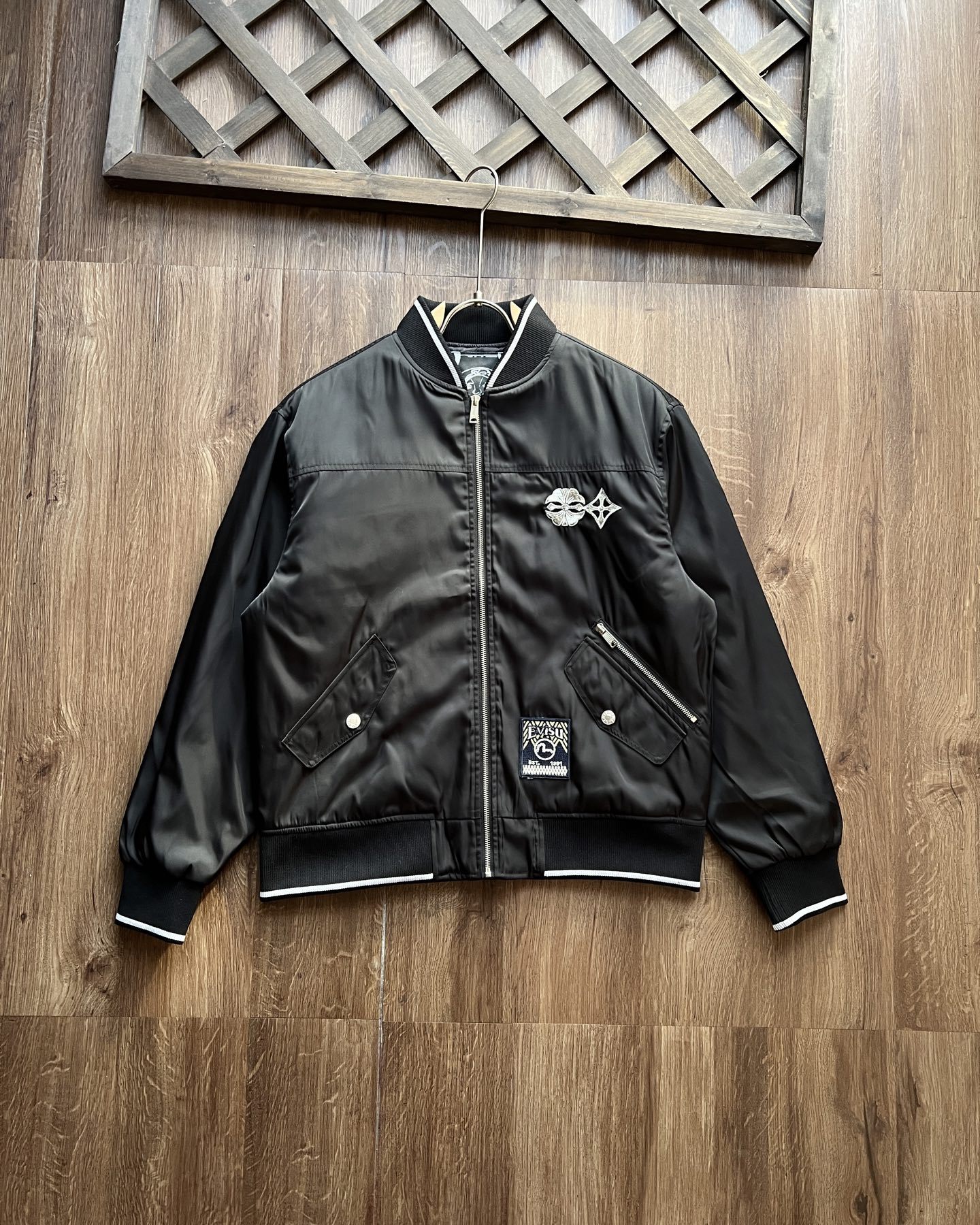 EVISU福神 2025秋冬季新品男士仙鶴嵌條大M棒球服通勤夾克外套