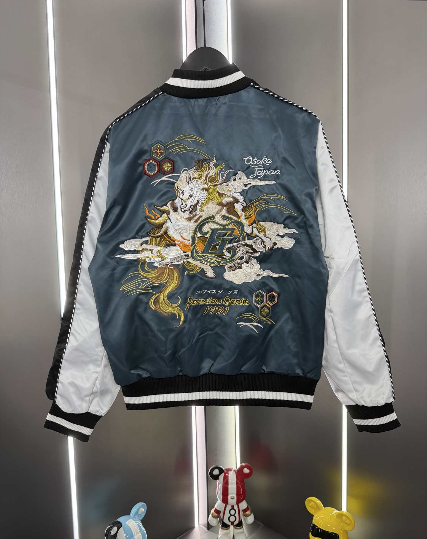 Evisu福神2025ss刺繡拼色橫須賀棒球服時尚寬鬆休閒夾克外套