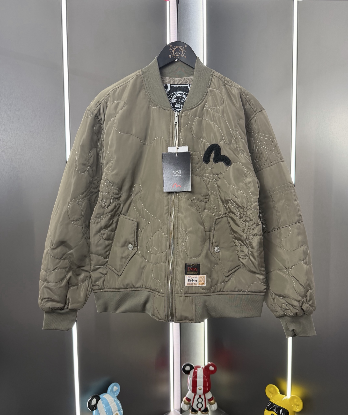 EVISU福神 25AW 男士迷彩綴縫飛行員外套