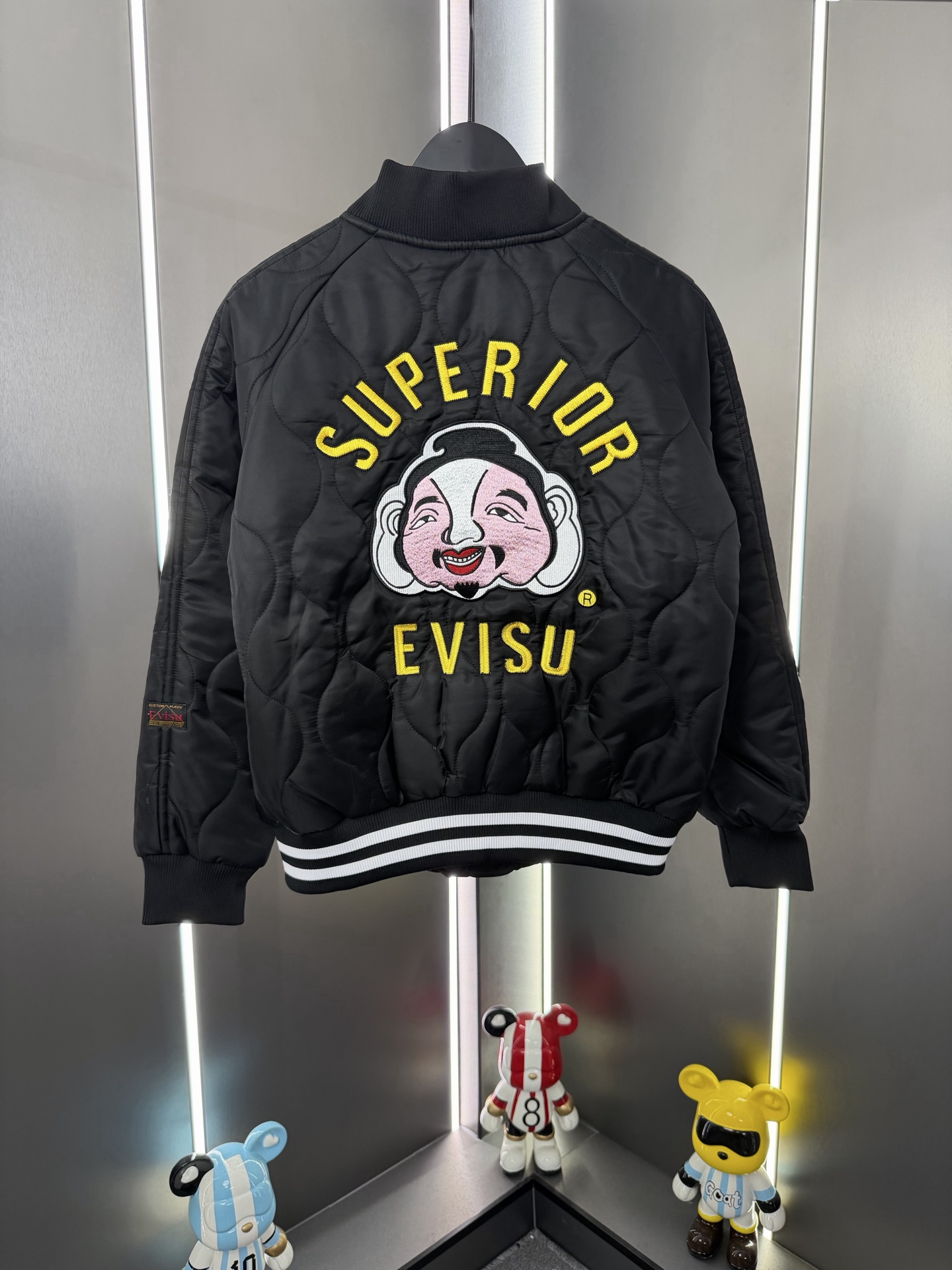 Evisu福神佛頭貼布刺繡字母棒球服時尚百搭休閒夾克外套棉服