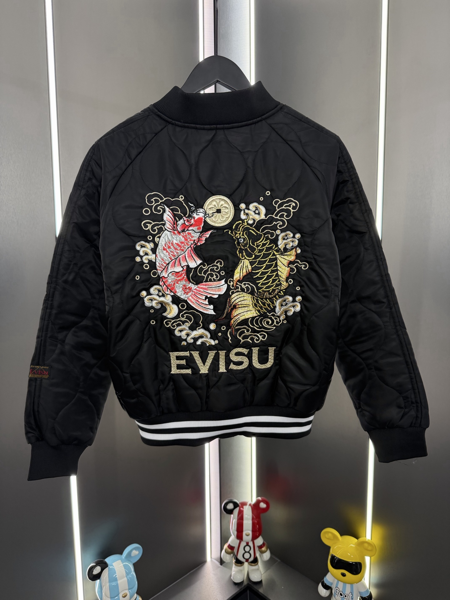 Evisu福神錦鯉棉服刺繡字母棒球服時尚百搭休閒夾克外套棉服